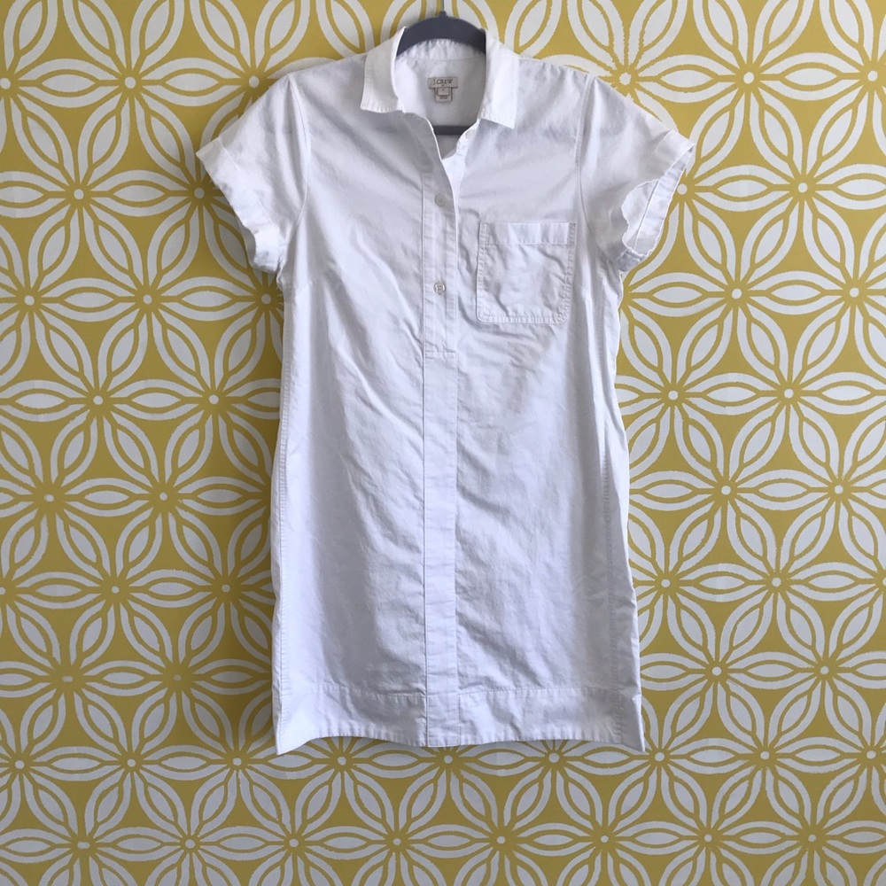 J. Crew White Collared Shirtdress